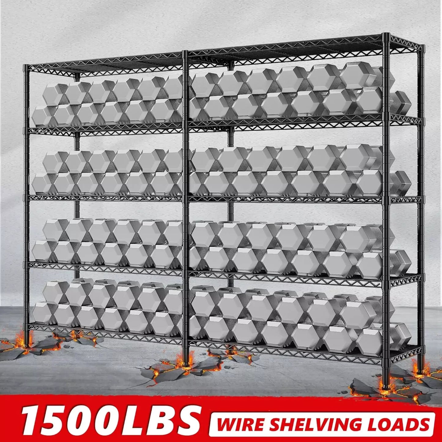 REIBII 1500LBS Storage Shelves 61.2"W 15.7"D X 72.4"H FREE SHIPPING