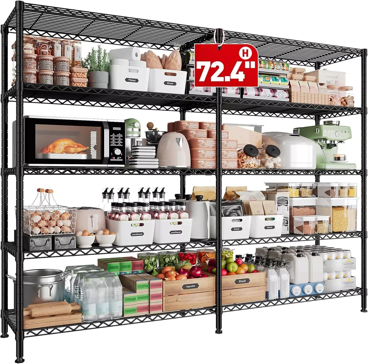 REIBII 1500LBS Storage Shelves 61.2"W 15.7"D X 72.4"H FREE SHIPPING