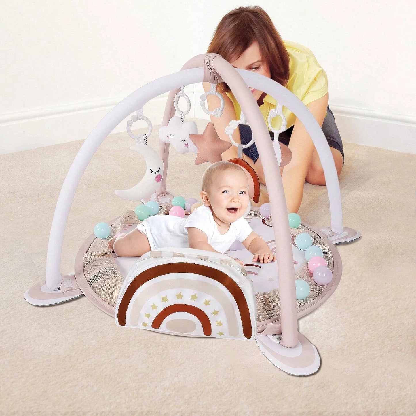 4-In-1 Baby Play Mat Baby Gym, Tummy Time Mat With Balls **Free Shipping**