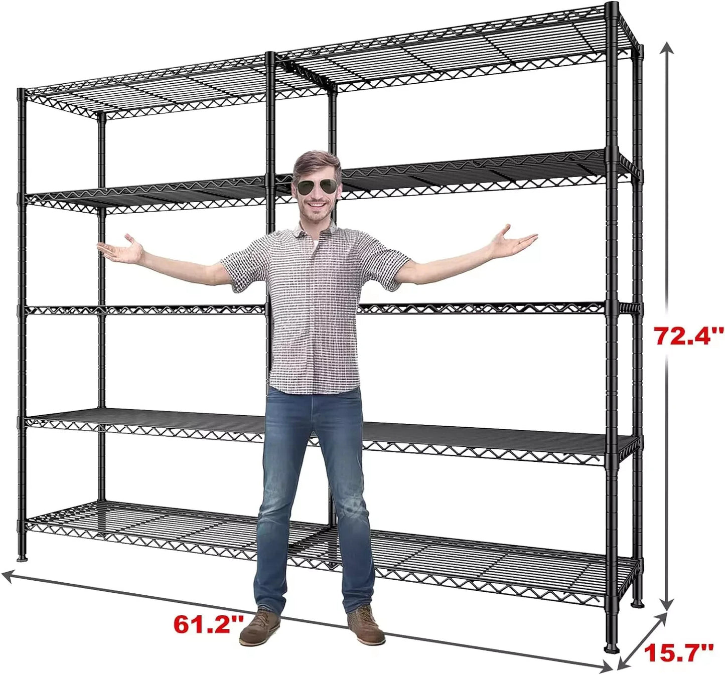 REIBII 1500LBS Storage Shelves 61.2"W 15.7"D X 72.4"H FREE SHIPPING