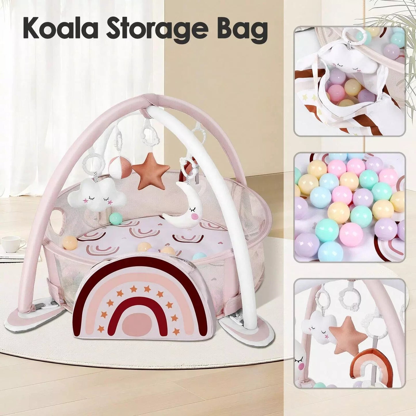 4-In-1 Baby Play Mat Baby Gym, Tummy Time Mat With Balls **Free Shipping**