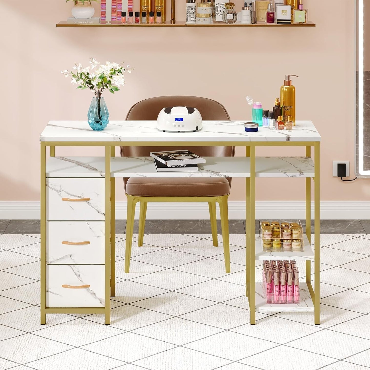 Manicure Desk w/3 Drawers, Acetone Resistant, Durable, Best deal, Free Shipping!